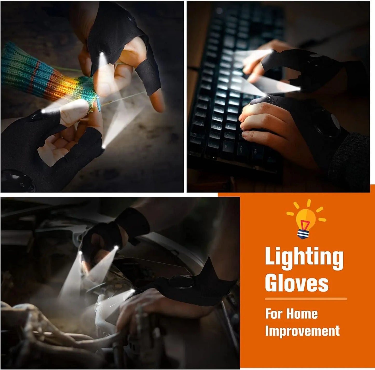 Waterproof LED Half Finger Gloves